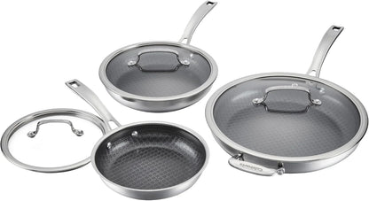 Cuisinart Hybrid Nonstick Frying Pans, Stainless Steel Scratch Proof, 3-Pc