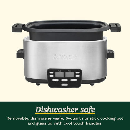 Cuisinart 3-In-1 Cook Central 6-Quart Multi-Cooker: Slow Cooker, Brown/Saute, Steamer, MSC-600 NAS, Silver
