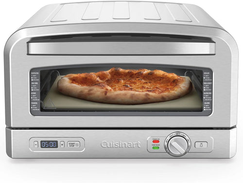 Cuisinart Indoor Pizza Oven, Bakes 12" Pizzas in Minutes, Countertop Electric Pizza Oven Heats up to 700°F, Large Viewing Window, Interior Light, Includes 12.5" Pizza Stone, CPZ-120, Stainless Steel