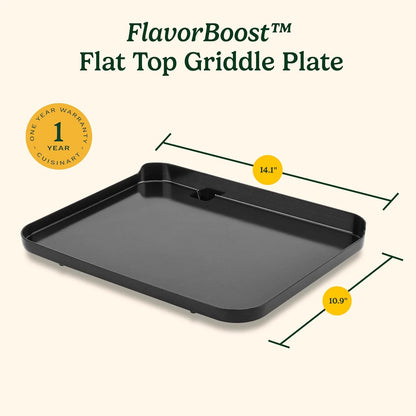 Cuisinart FlavorBoost™ Flat Top Griddle Plate, Ceramic Nonstick Cast Aluminum Griddle Insert for FlavorBoost® Outdoor Electric Grill, Even Heating Flat Top Grill Plate for Breakfast, Burgers, and More