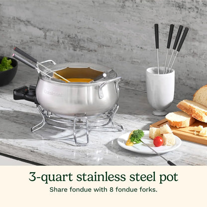 Cuisinart Electric Fondue Set, Nonstick Interior, 3-Quart Pot & 8 Forks