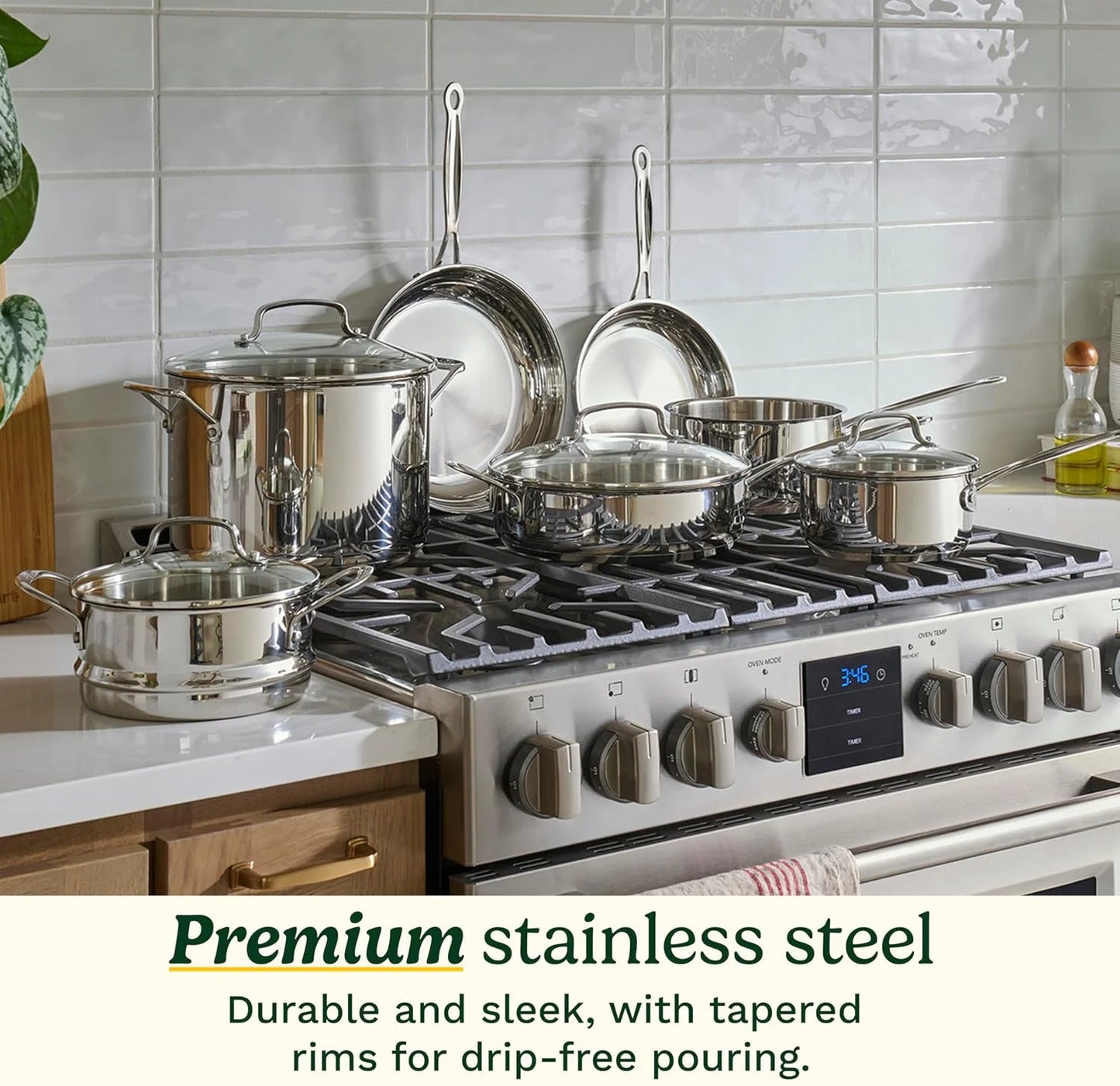 Cuisinart Chef’s Classic 11-Piece Stainless Steel Pots and Pans Set, Cookware Set Compatible with Induction, Electric, Gas Cooktops, Aluminum Core for Even Heat, Cool Grip Handles, Dishwasher Safe