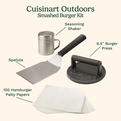 Cuisinart Smash Burger Kit w/Burger Press, Spatula, Shaker & Patty Papers