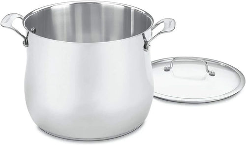 Cuisinart Contour Stainless 12-Quart Stockpot with Glass Cover, Silver
