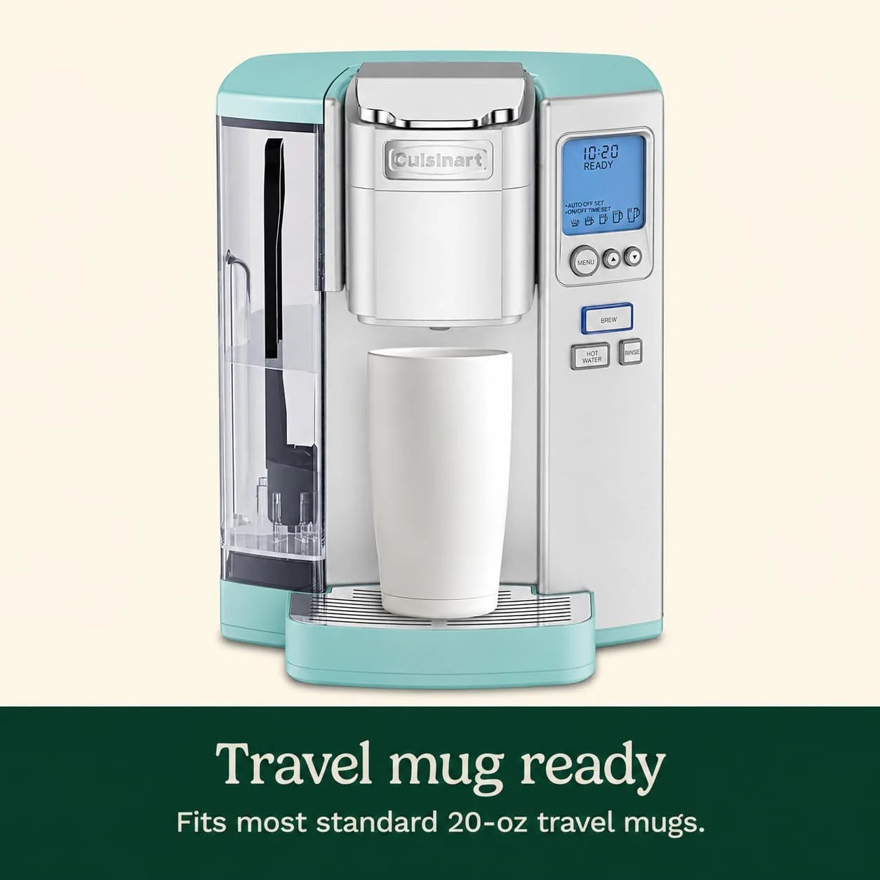Cuisinart Coffee Maker, Single Serve 72-Ounce Reservoir Coffee Machine, Programmable Brewing & Hot Water Dispenser, Stainless Steel, Robins Egg Blue