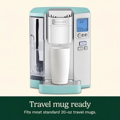 Cuisinart Coffee Maker, Single Serve 72-Ounce Reservoir Coffee Machine, Programmable Brewing & Hot Water Dispenser, Stainless Steel, Robins Egg Blue
