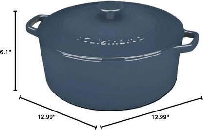 Cuisinart Chef's Classic Enameled Cast Iron Dutch Oven with Lid, Porcelain Enameled Interior, Oven Safe, Induction Compatible, 7-Quart, Round, Provencial Blue