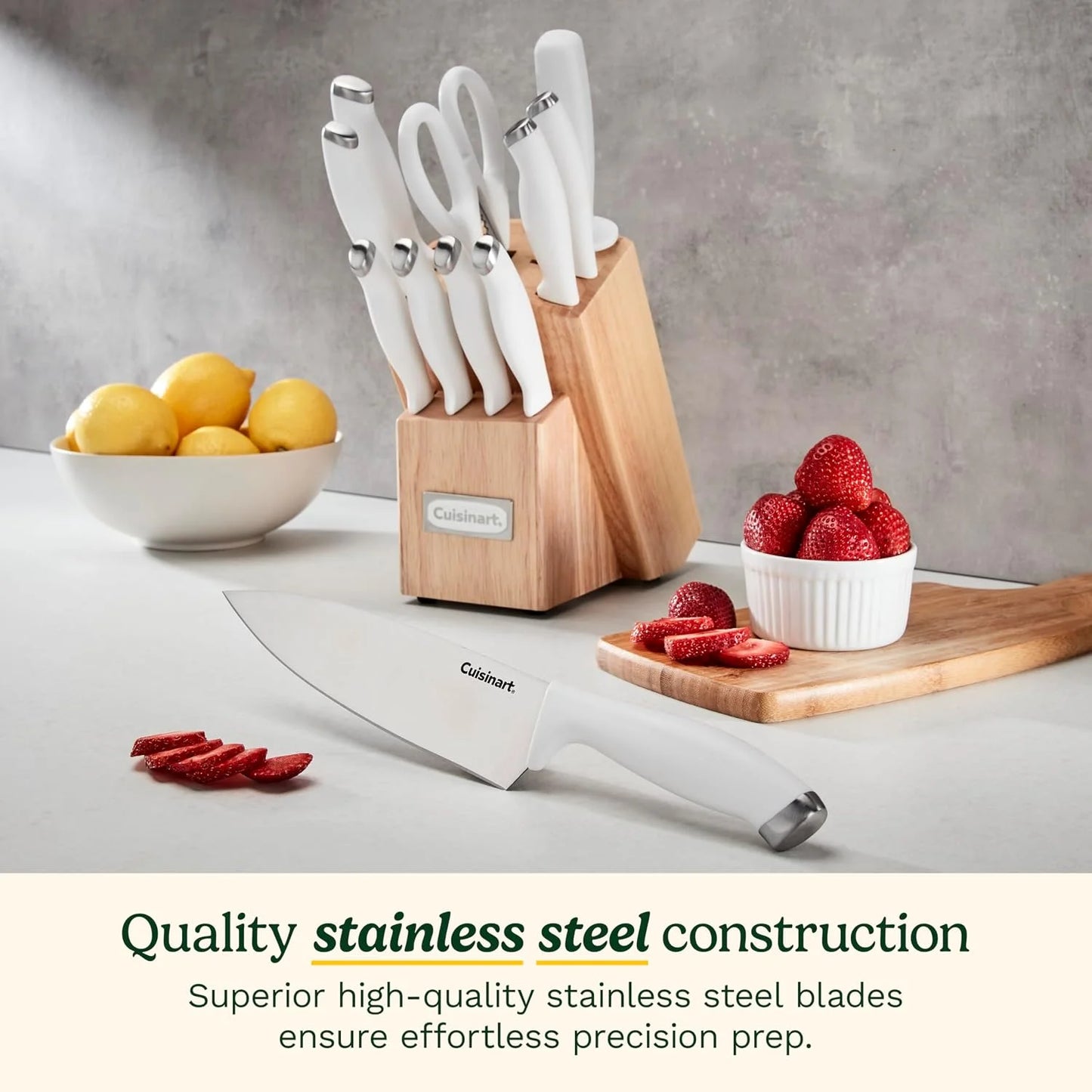 Cuisinart Block Knife Set, 12pc Cutlery Knife Set with Steel Blades for Precise Cutting, Lightweight, Stainless Steel, Durable & Dishwasher Safe, C77SSW-12P (Pack of 2)