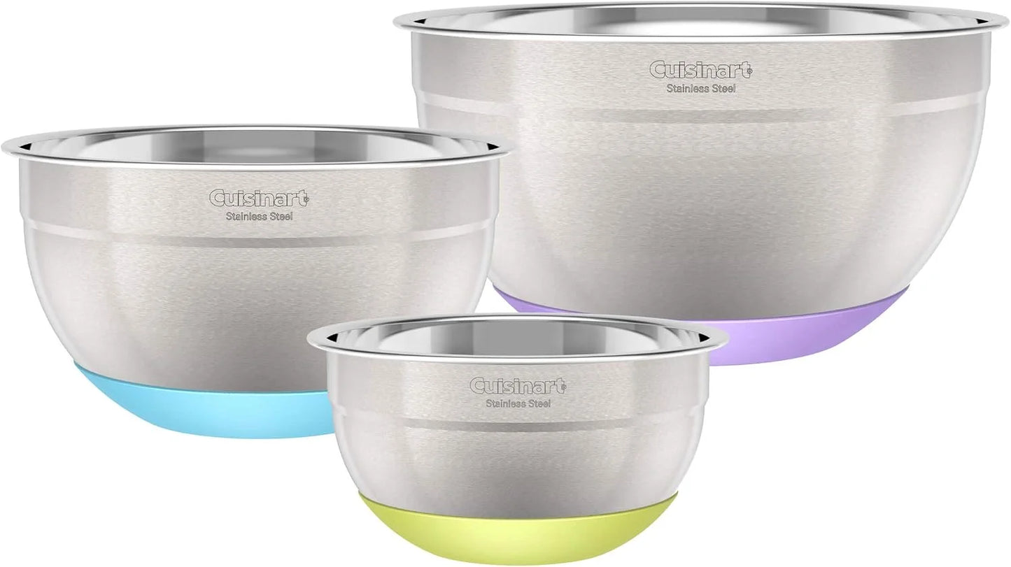 Cuisinart 3-Piece Stainless Steel Mixing Bowls with Nonslip Base, 1.5qt, 3qt & 5qt