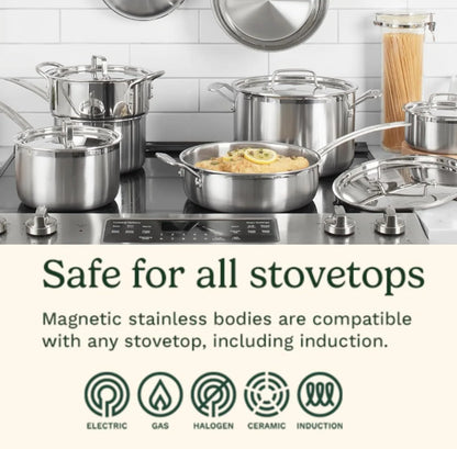 Cuisinart Stainless Steel Pots and Pans Set, Induction Compatible, 12 pc