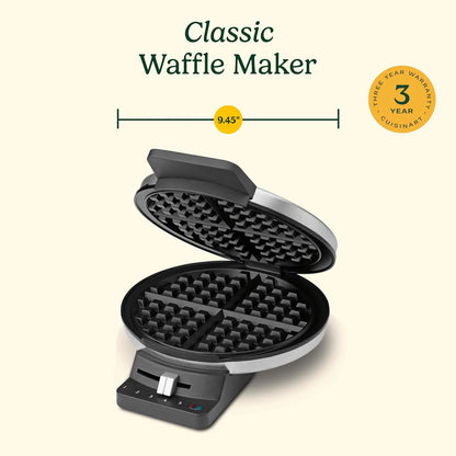 Cuisinart Waffle Maker, 1250W Round Classic Waffle Iron, 5-Setting Adjustable Browning Control, WMR-CAP2, Brushed Stainless