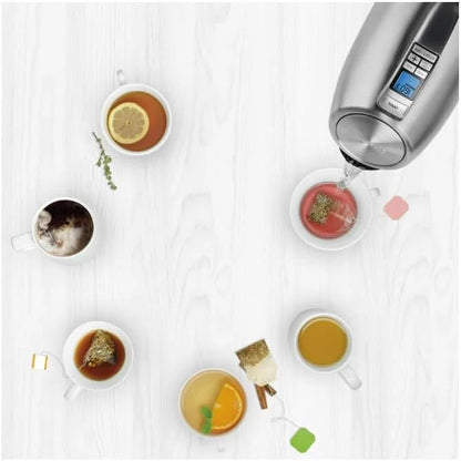 Cuisinart PerfecTemp 1.7-Liter 1500-Watt Stainless Steel Cordless Programmable Kettle with Six Presets, Stay-Cool Handle, & 360-Degree Swivel Power Base With LED display (CPK-20)