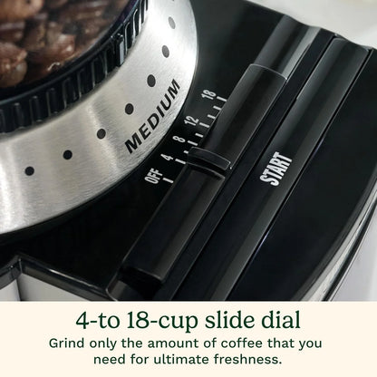 Cuisinart Coffee Grinder, Electric One-Touch Automatic Burr Coffee Grinder with 18-Position Grind Selector, Cup Size Selector for 4 – 18 Cups, Cream Stainless Steel