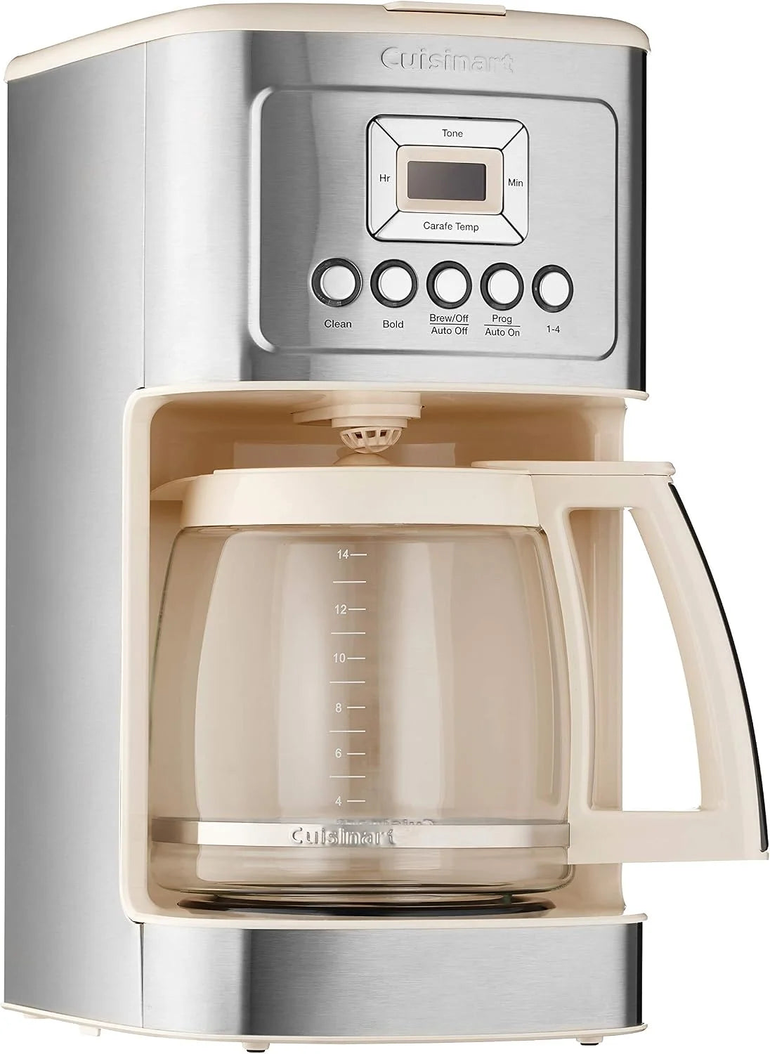 Cuisinart Coffee Maker, 14-Cup Glass Carafe, Fully Automatic for Brew Strength Control & 1-4 Cup Setting, Stainless Steel, DCC-3200CRM, Cream