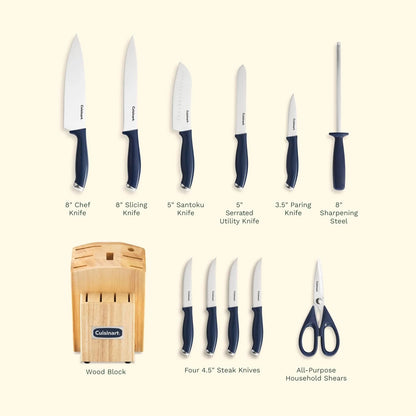 Cuisinart C77SSN-12P Color Pro Collection 12 Piece Knife Block Set, Navy
