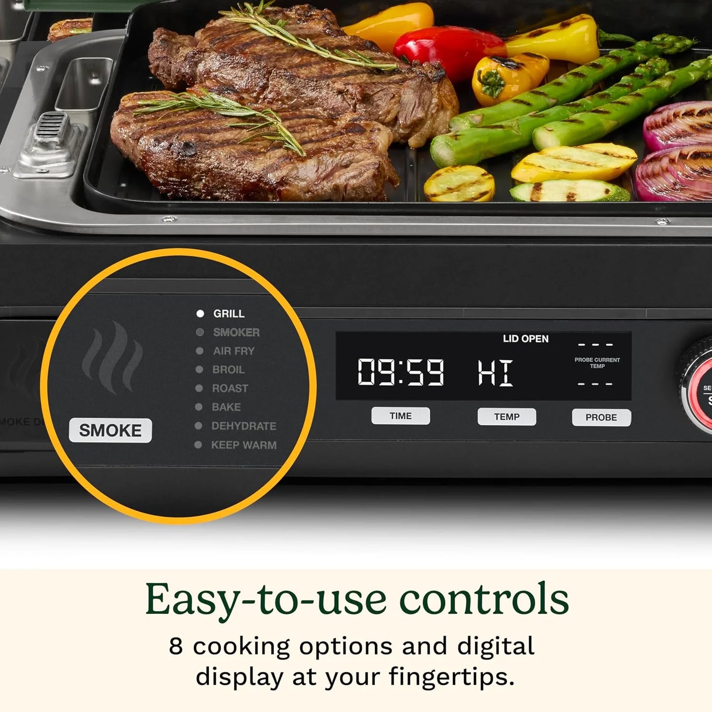 Cuisinart Outdoor Electric Grill, 8-in-1 Air Fryer/Grill/Smoker, 154 sq in