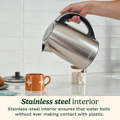 Cuisinart PerfecTemp 1.7-Liter Electric Kettle, Cordless Electric Tea Kettle, 1500W for Fast Heat-Up, 6 Preset Temperatures, 30-Minute Keep Warm, Stay Cool Nonslip Handle, Pistachio Stainless