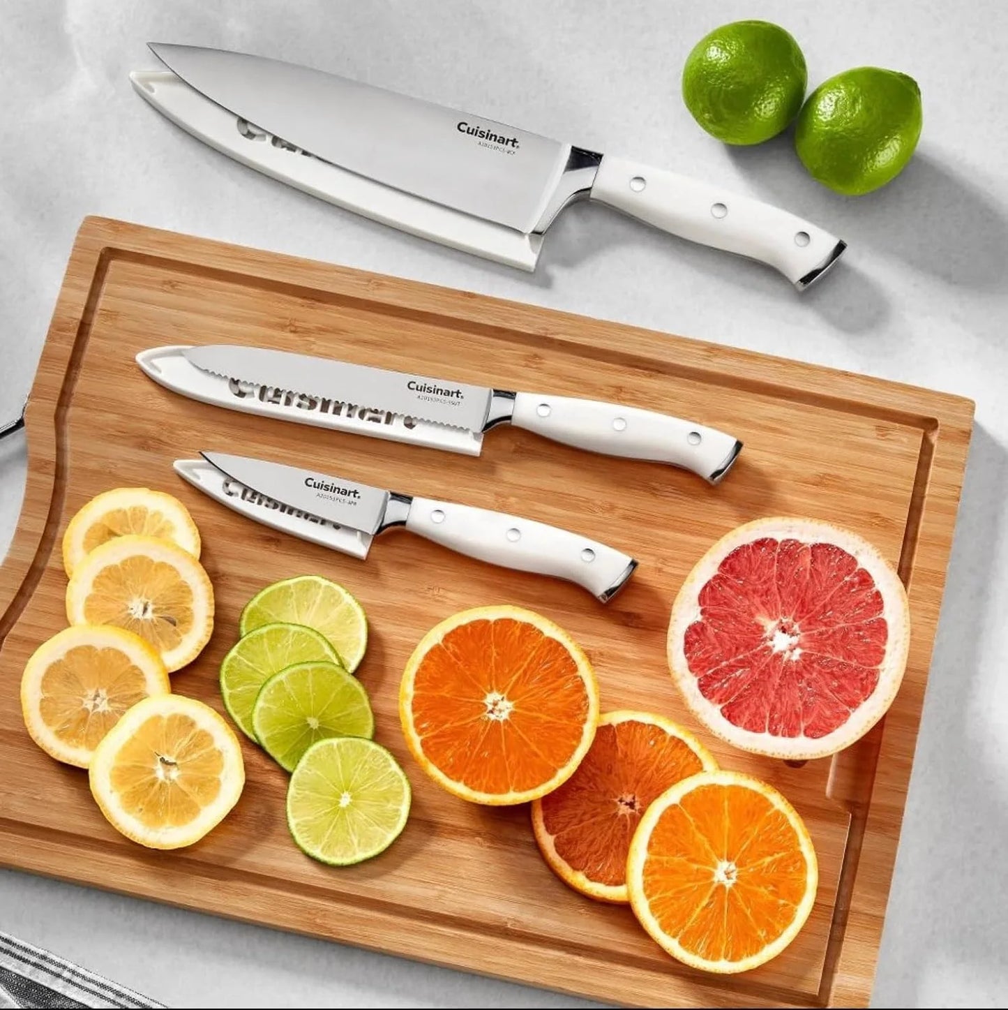 Cuisinart 3-Piece Forged High-Carbon Stainless Steel Knife Set with Blade Sheaths, Full-Tang Triple-Rivet Construction