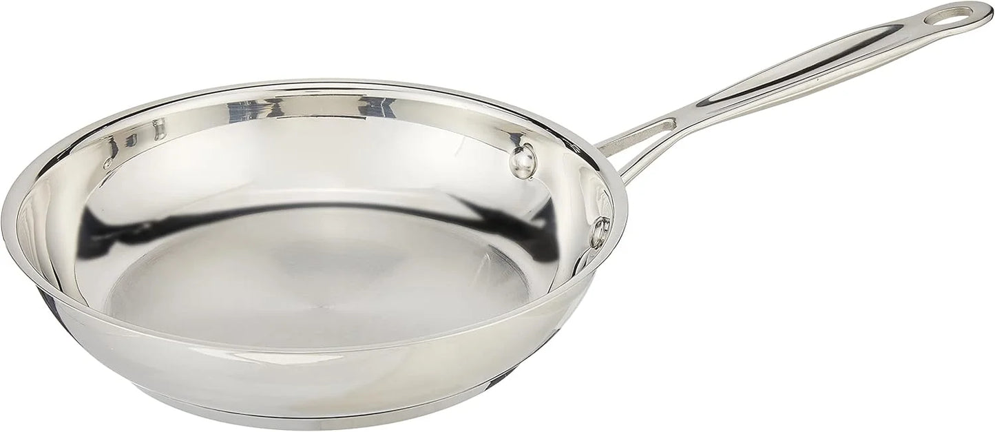 Cuisinart 8-Inch Open Skillet, Stainless Steel Skillet, Large Kitchen Pan, Dishwasher Safe, Compatible with Induction, Electric, Gas Cooktops, Oven Safe Saucepan, Cool Grip Handles