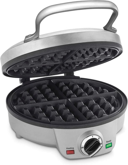 Cuisinart Belgian Waffle Maker, Round Waffle Iron, 6 Setting Adjustable Browning, Audible Alert, Nonstick Plates, WAF-200NAS
