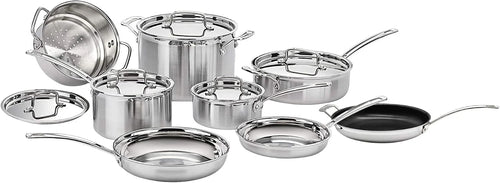 Cuisinart MCP-13 MultiClad Pro Stainless-Steel Cookware 13-Piece Cookware Set, Silver…