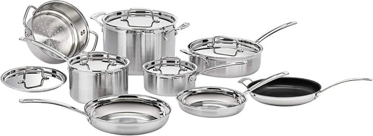 Cuisinart MCP-13 MultiClad Pro Stainless-Steel Cookware 13-Piece Cookware Set, Silver…