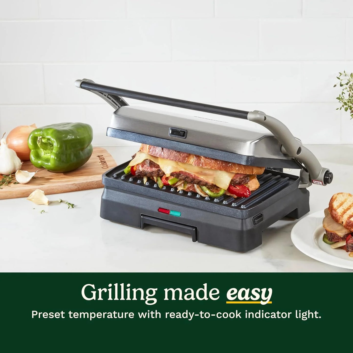Cuisinart Griddler® Indoor Grill & Panini Press, Dishwasher-Safe Nonstick Cooking Plates, Stainless Steel, GR-11NAS