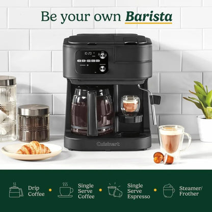 Cuisinart Coffee Center Barista Bar 4-in-1 Coffee Maker, Single-Serve Pods Compatible, Coffeemaker, Three Brewing Sizes, SS-4N1MBNAS, Black