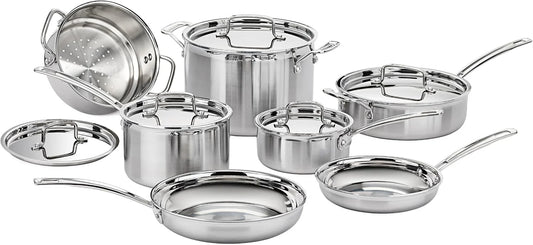 Cuisinart Stainless Steel Pots and Pans Set, Induction Compatible, 12 pc