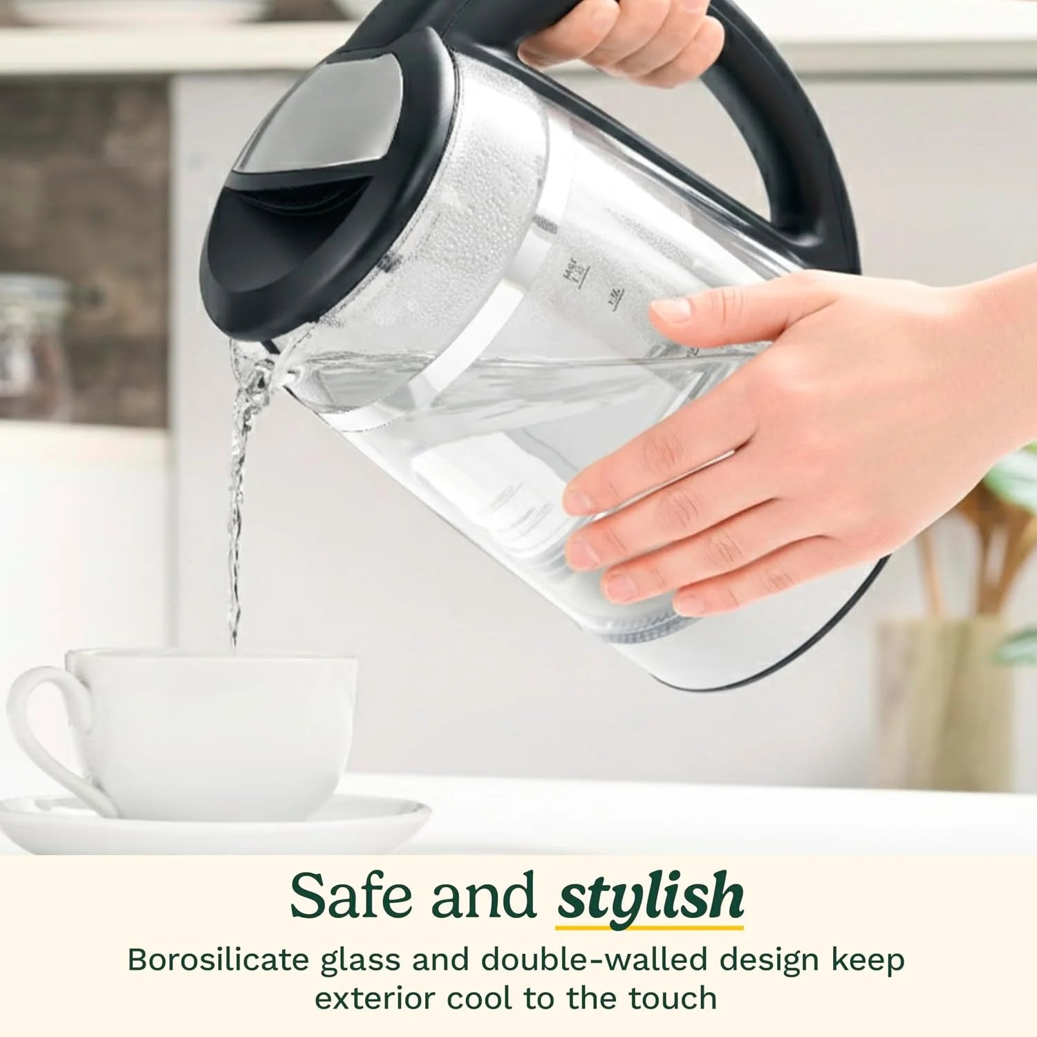 Cuisinart 1.7L Glass Variable Temperature Control Electric Kettle 110°F–212°F with Touchscreen Controls, Illumination, Dual‑Layer Cool‑Touch Design & Nondrip Spout