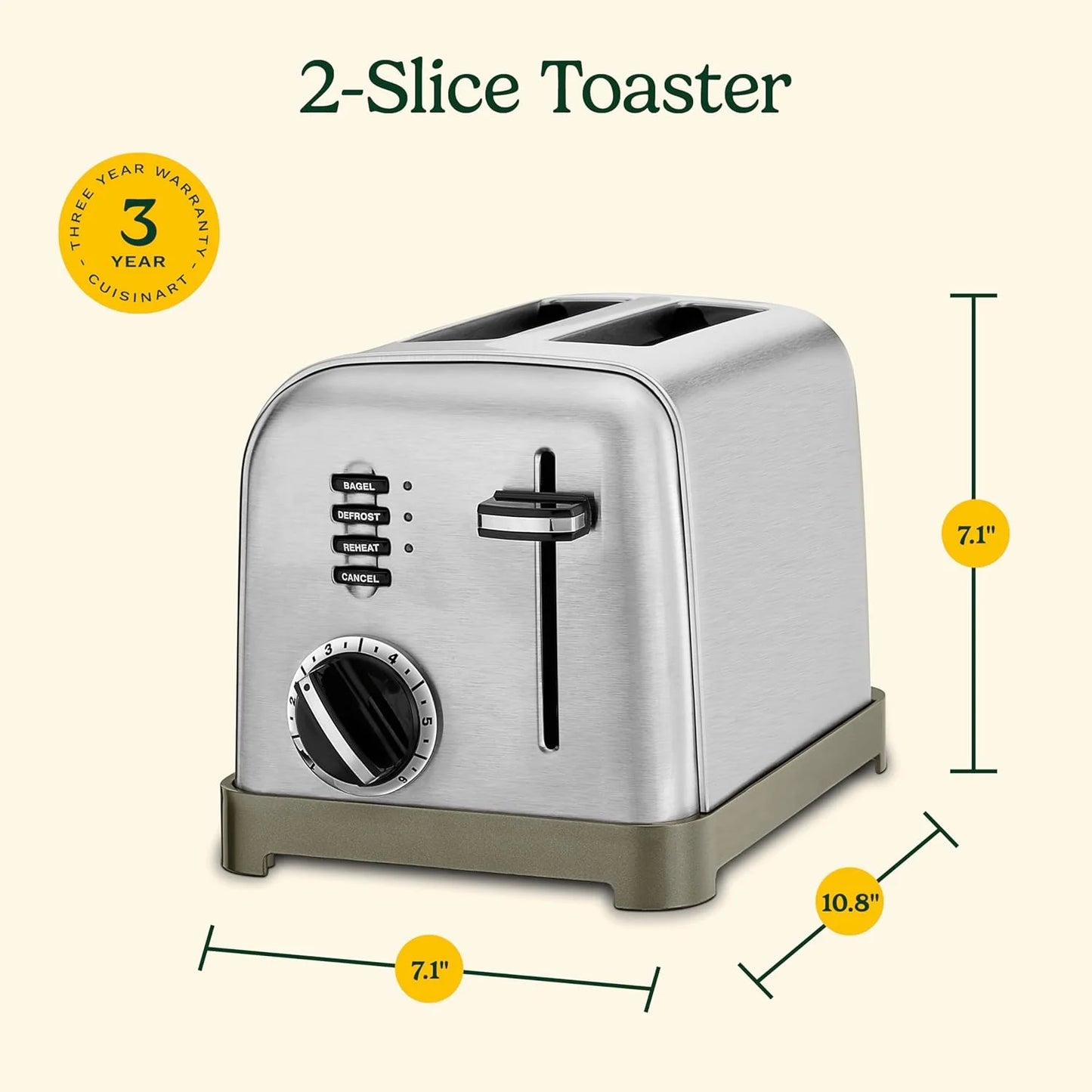 Cuisinart 2-Slice Toaster, 1.5" Wide Slots, Stainless Steel