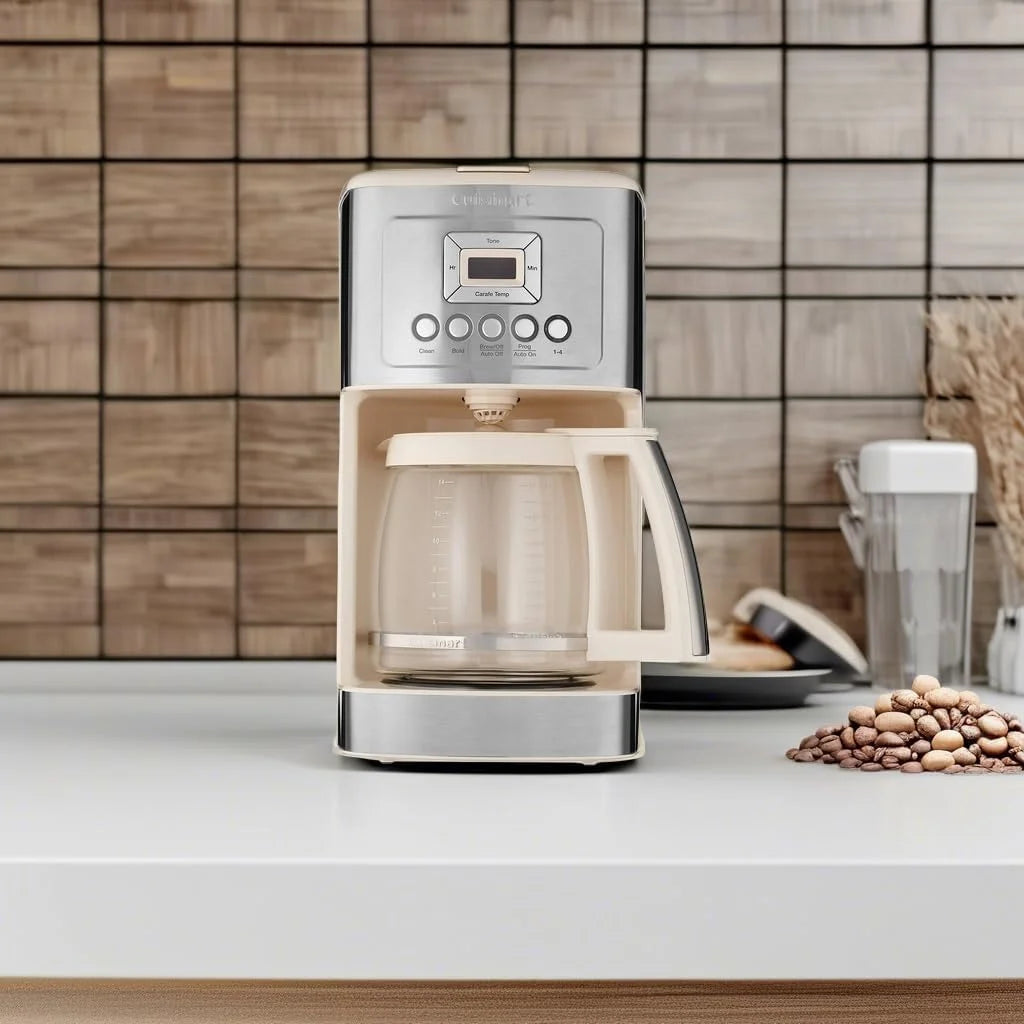 Cuisinart Coffee Maker, 14-Cup Glass Carafe, Fully Automatic for Brew Strength Control & 1-4 Cup Setting, Stainless Steel, DCC-3200CRM, Cream