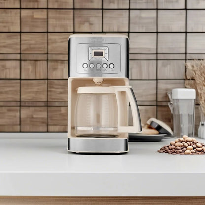 Cuisinart Coffee Maker, 14-Cup Glass Carafe, Fully Automatic for Brew Strength Control & 1-4 Cup Setting, Stainless Steel, DCC-3200CRM, Cream