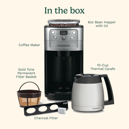 Cuisinart DGB-950BCC Burr Grind & Brew 10 Cup Automatic Coffee Maker, Thermal Carafe, Charcoal Water Filter, Programmable, Stainless Steel