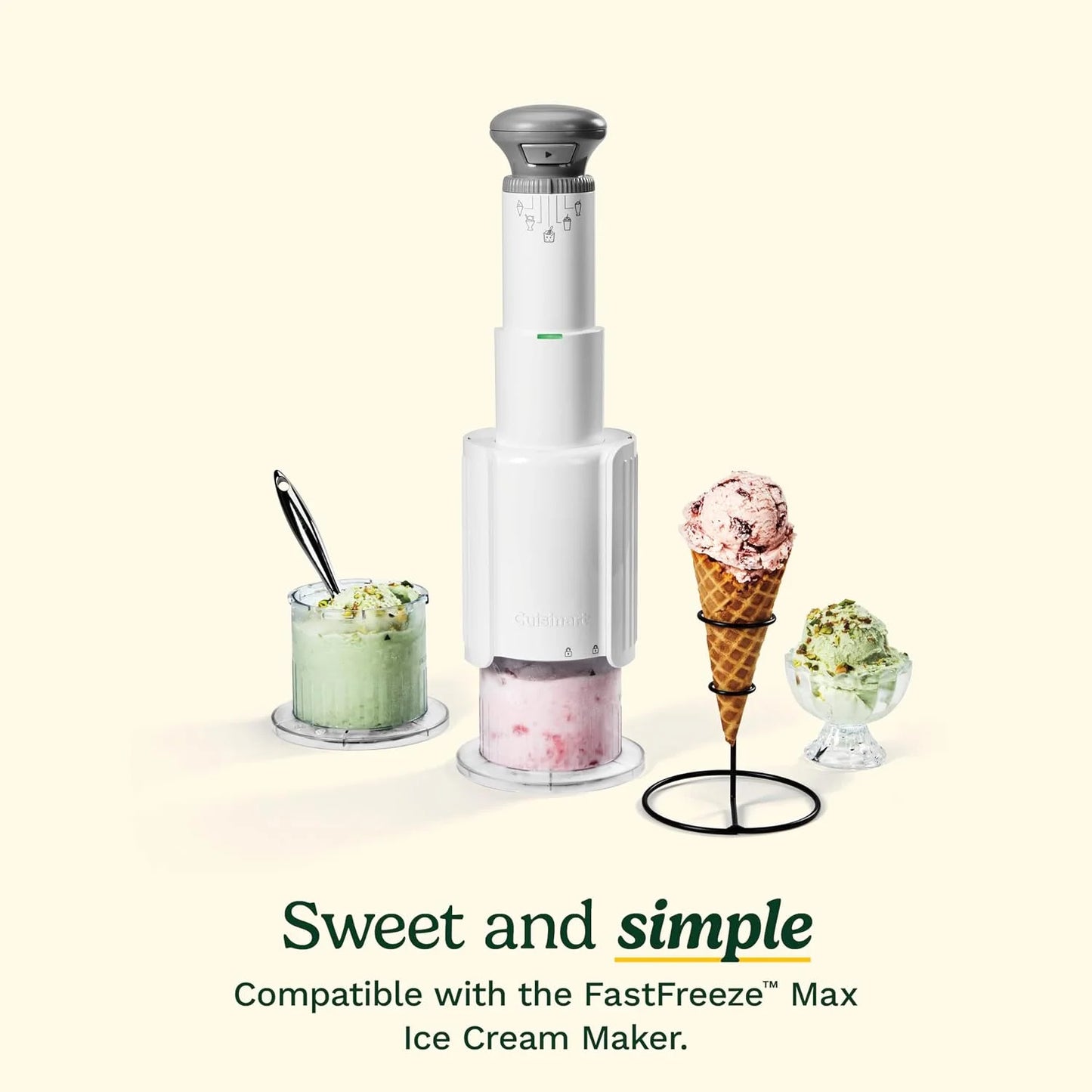 FastFreeze MAX Ice Cream Maker Dessert Cups 2-Pack – 1-Pint Freezer Cups with Lids, Dishwasher-Safe, Compatible with ICE-FD50 for Homemade Ice Cream, Sorbet, Smoothies & Frozen Desserts