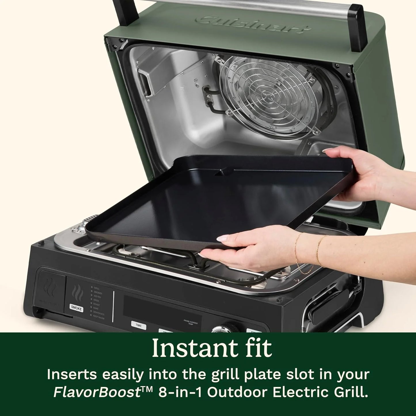 Cuisinart FlavorBoost™ Flat Top Griddle Plate, Ceramic Nonstick Cast Aluminum Griddle Insert for FlavorBoost® Outdoor Electric Grill, Even Heating Flat Top Grill Plate for Breakfast, Burgers, and More