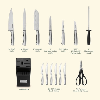 Cuisinart 15-Piece Stainless Steel Hollow Handle Block Set, C77SS-15PK