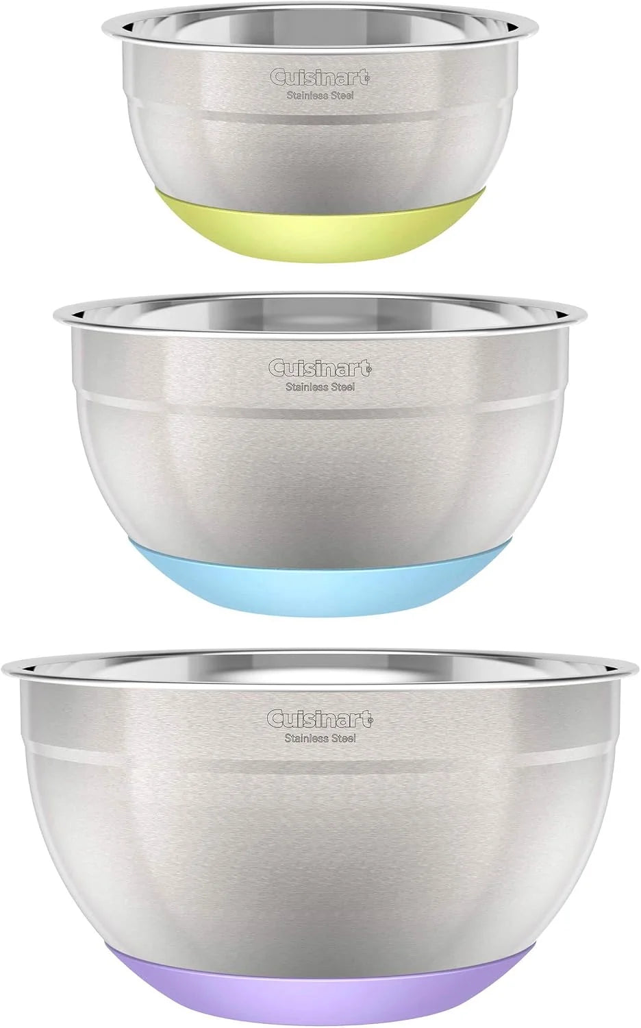 Cuisinart 3-Piece Stainless Steel Mixing Bowls with Nonslip Base, 1.5qt, 3qt & 5qt