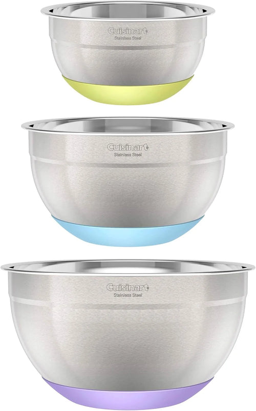 Cuisinart 3-Piece Stainless Steel Mixing Bowls with Nonslip Base, 1.5qt, 3qt & 5qt