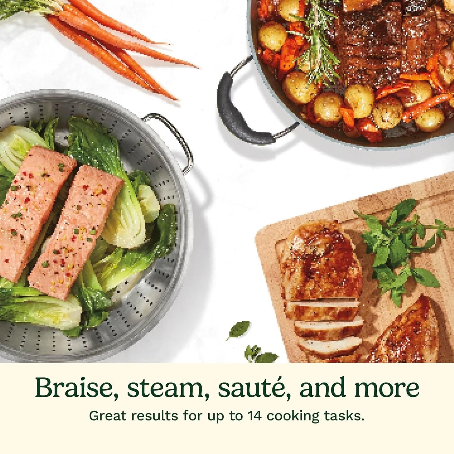 Cuisinart Preferred Pan 4-Pc Set - Crème de la Creme (4.5 Qt. Multi-Purpose Pan w/Cover, Steamer, Slotted Turner)
