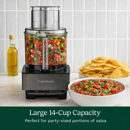 Cuisinart Food Processor 14-Cup Vegetable Chopper for Mincing, Dicing, Shredding, Puree & Kneading Dough, Black Stainless, DFP-14BKSY