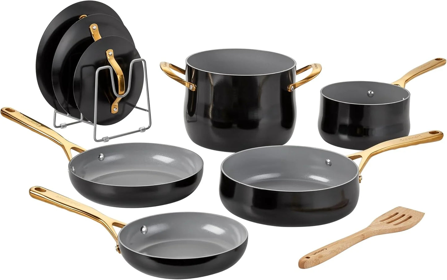 Cuisinart Culinary Ceramic Cookware Set, Dishwasher Safe Nonstick Pots and Pans, 10 Piece Kitchen Cookware Set for Home Cooking, Easy & Clean Design, Black, 34CG-10BK