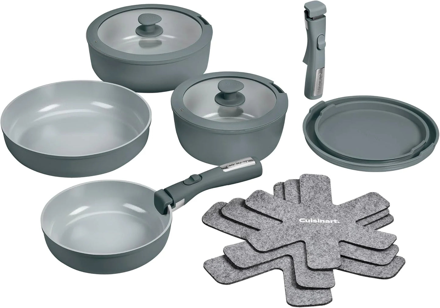 Cuisinart ClickSmart Nonstick Ceramic Cookware, Detachable Handle, 13-Pc