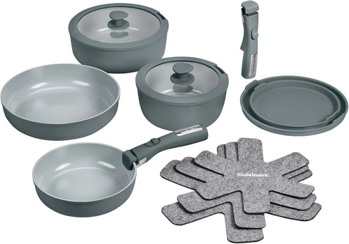 Cuisinart ClickSmart Nonstick Ceramic Cookware, Detachable Handle, 13-Pc