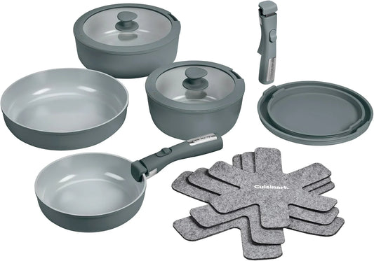 Cuisinart ClickSmart Nonstick Ceramic Cookware, Detachable Handle, 13-Pc