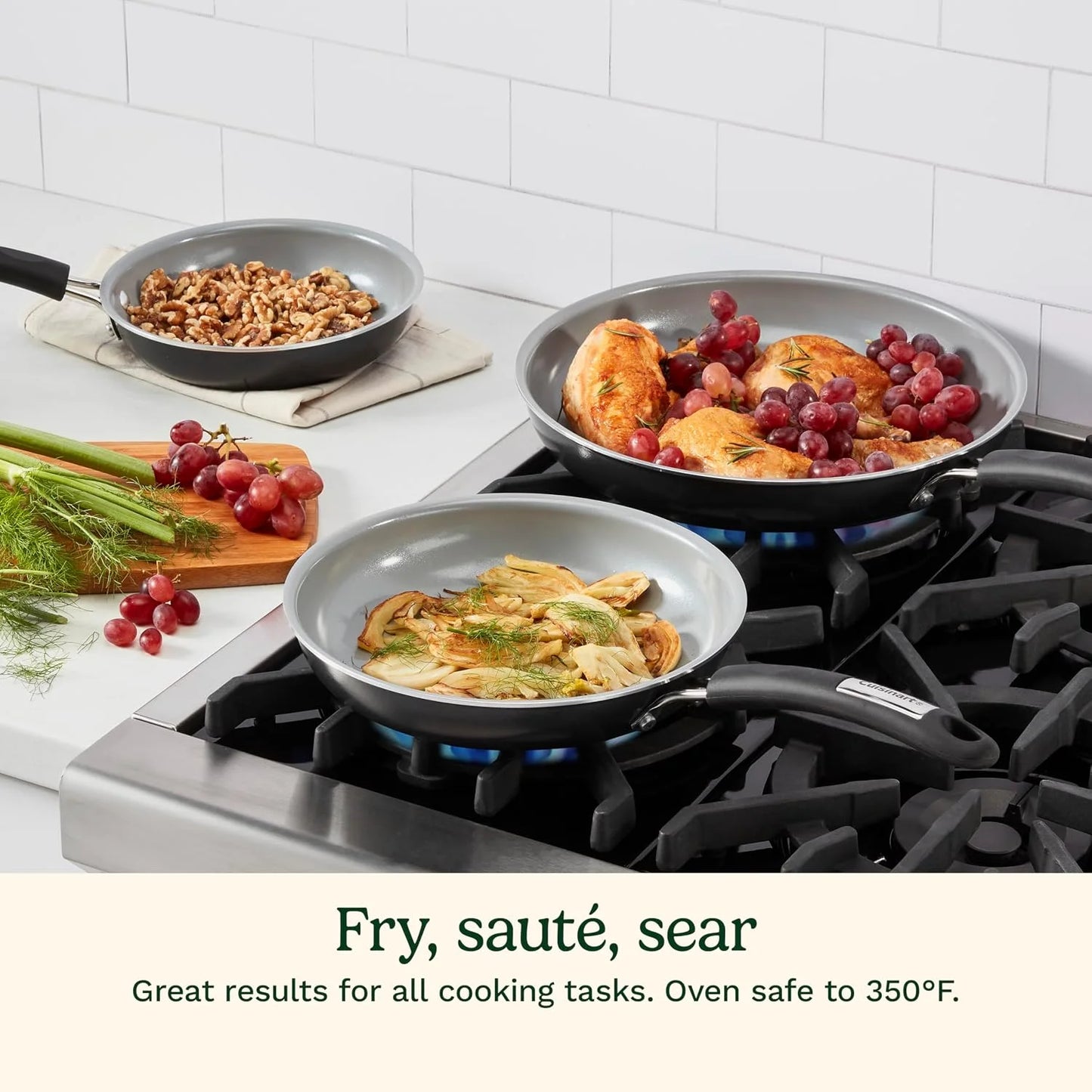 Cuisinart, 3-Pc Classic Ceramic Nonstick Skillet Set, Amazon Exclusive, 35C22-3BK