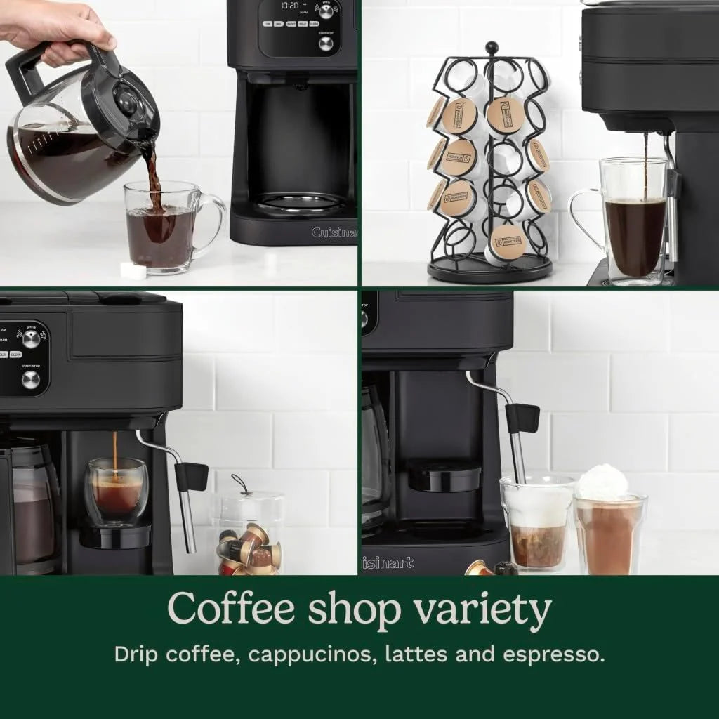 Cuisinart Coffee Center Barista Bar 4-in-1 Coffee Maker, Single-Serve Pods Compatible, Coffeemaker, Three Brewing Sizes, SS-4N1MBNAS, Black