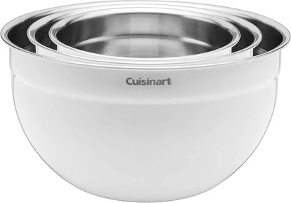 Cuisinart CTG-00-SMBW White Painted Stainless Steel Mixing Bowls with Lids, Set of 3