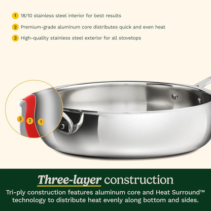Cuisinart PureClad™ Triple Ply Stainless Steel 5.5 Qt. Saute Pan w/Cover