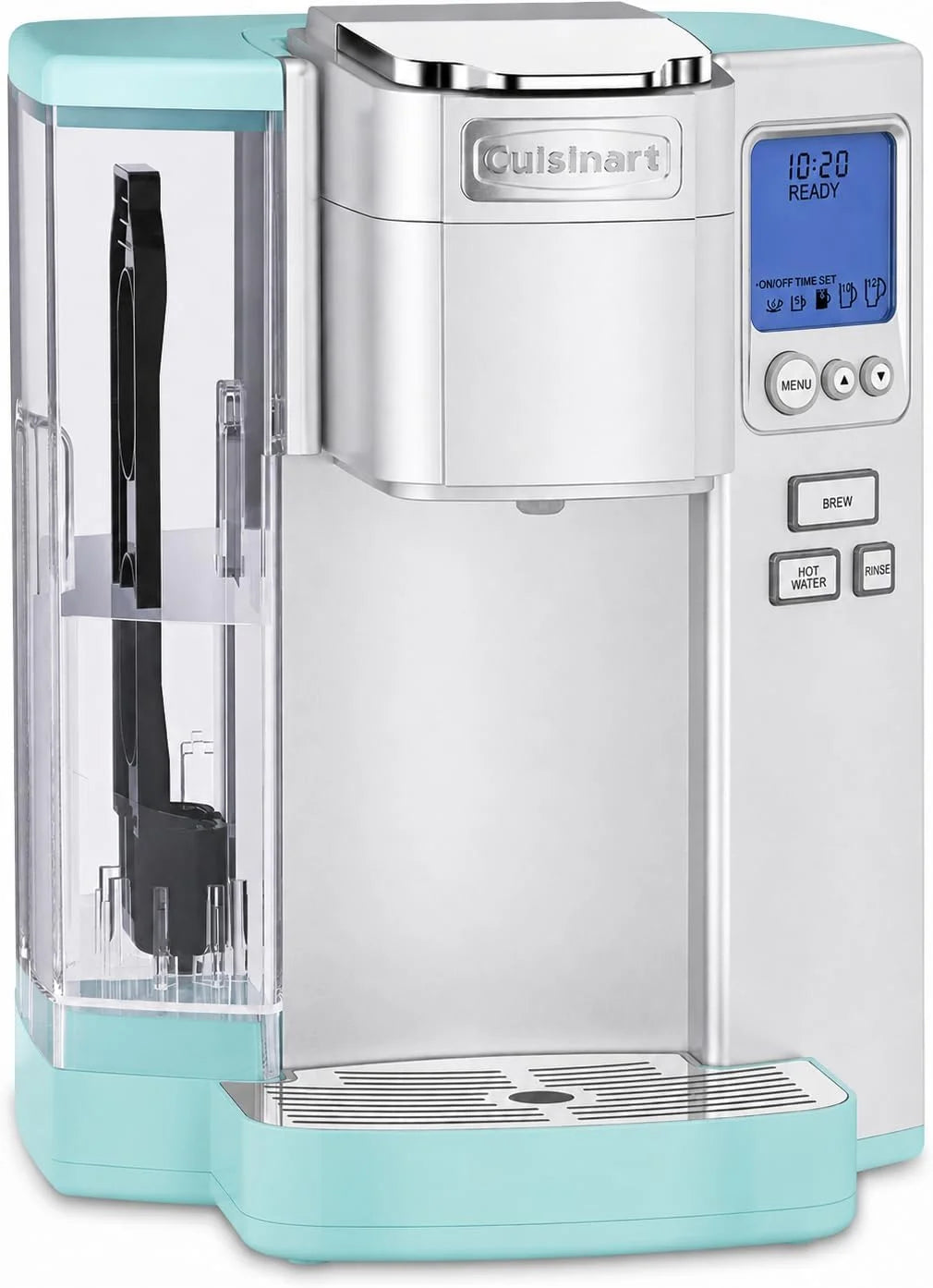 Cuisinart Coffee Maker, Single Serve 72-Ounce Reservoir Coffee Machine, Programmable Brewing & Hot Water Dispenser, Stainless Steel, Robins Egg Blue
